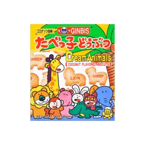 Ginbis Animal Biscuits – Coconut Flavour, 50g
