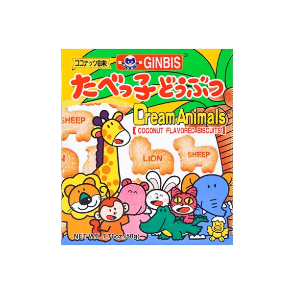 Ginbis Animal Biscuits – Coconut Flavour, 50g