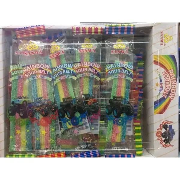 Sanwa Rainbow Sour Belt Candy, 40 × 8g