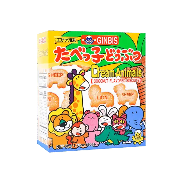 Ginbis Animal Biscuits – Coconut Flavour, 50g