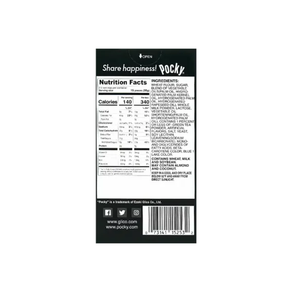 Pocky Matcha Green Tea Cookie Sticks, 70g