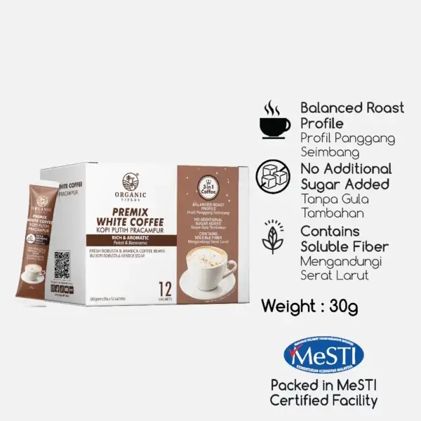 Organic Fields White Coffee, 12 × 30g